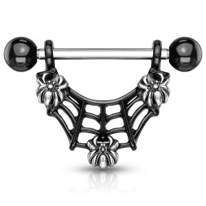 Black Cobweb & Spiders Nipple Barbell