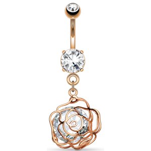 Rose Gold-Plated Nested Solitaire Jewel Belly Bar