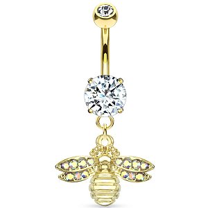 Gold-Plated Jewelled Bee Belly Bar