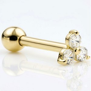 9ct Gold Triple Jewelled Ear Stud
