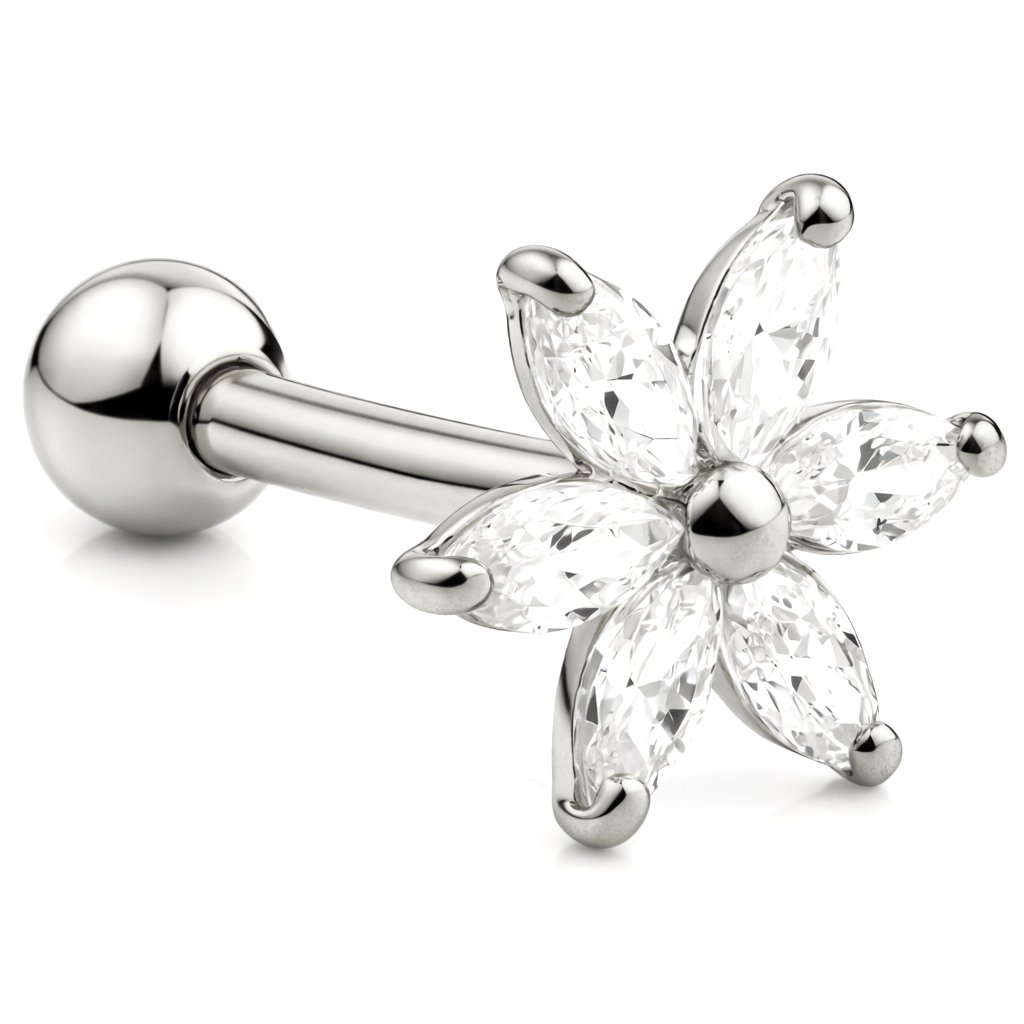 9ct White Gold Starflower Ear Stud