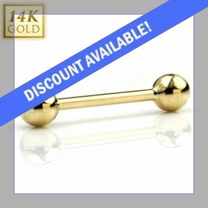 1.6mm Gauge 14ct Gold Barbell