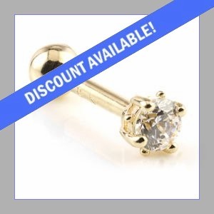 9ct Gold Claw Set Round Jewel Ear Stud