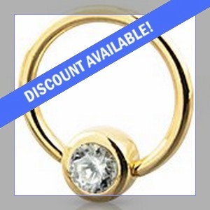 14ct Gold Jewelled Ball Closure Ring