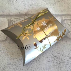 Gold & Gold Christmas Gift Box with Matching Tag
