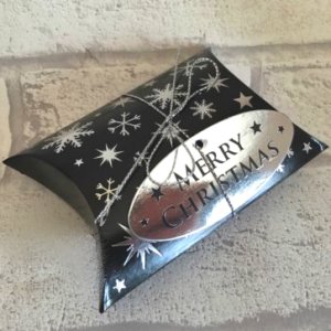 Black & Silver Christmas Gift Box with Matching Tag