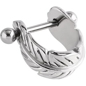 Steel Feather Upper Ear Cuff
