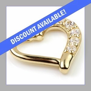 14ct Yellow Gold Jewelled Heart Hinged Ring