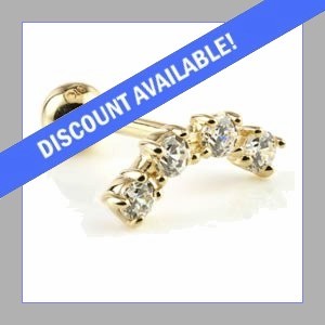 9ct Gold Jewelled Crescent Ear Stud