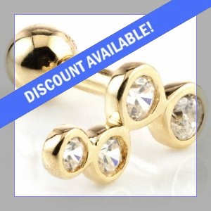 14ct Gold Jewelled Zig Zag Ear Stud