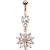 Rose Gold-Plated Jewelled Flower Belly Bar - view 1