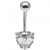 Jewelled Heart Belly Bar - Internally-Threaded - view 1