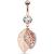 Rose Gold Double Layered Leaves Belly Bar - view 1