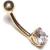 9ct Gold Solitaire Belly Bar - view 3