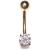 9ct Gold Solitaire Belly Bar - view 1