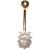 9ct Gold Oval Flower Belly Bar - view 1