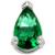 1.2mm Gauge 14ct White Gold Emerald Teardrop Gem Attachment - Internally-Threaded - view 1