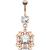 Rose Gold-Plated Dangly Jewelled Belly Bar - view 1