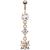 Rose Gold Dangly Jewelled Belly Bar - view 1