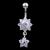 Sterling Silver Double Daisy Dropper Belly Bar - view 1