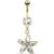 Gold-Plated Jewelled Flower Belly Bar - view 1