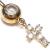 9ct Gold Crucifix Dropper Belly Bar - view 2