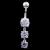 Sterling Silver Three Cascading Solitaires Belly Bar - view 2