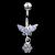 Sterling Silver Butterfly with Flower Belly Bar - view 1