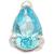 1.2mm Gauge 14ct White Gold Aqua Teardrop Gem Attachment - Internally-Threaded - view 1