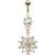 Gold-Plated Jewelled Flower Belly Bar - view 1