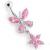 Sterling Silver Butterfly with Starflower Belly Bar - view 2