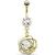 Gold-Plated Nested Solitaire Jewel Belly Bar - view 1