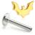 1.2mm Gauge Titanium Labret with PVD Gold Titanium Bat - Internally-Threaded - view 1