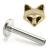 1.2mm Gauge Titanium Labret with Gold Fox Face - Internally-Threaded - view 1
