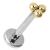 1.2mm Gauge Titanium Labret with 18ct Gold-Plated Trinity Ball - Internally-Threaded - view 1