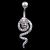 Sterling Silver Moving Cobra Belly Bar - view 1