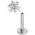 1.0mm Gauge Threadless Titanium Jewelled Flower Labret - view 2