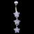 Sterling Silver Triple Daisy Dropper Belly Bar - view 1