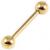 1.6mm Gauge PVD Gold on Titanium Barbell - Internally-Threaded - view 2