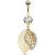 Gold-Plated Double Layered Leaves Belly Bar - view 1
