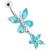 Sterling Silver Butterfly with Starflower Belly Bar - view 3