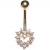 9ct Gold Tiffany Heart Belly Bar - view 1