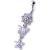 Sterling Silver Daisy with Butterfly and Daisy Belly Bar - view 3
