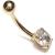 9ct Gold Oval Belly Bar - view 3