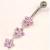 Sterling Silver Triple Daisy Dropper Belly Bar - view 2