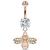 Rose Gold-Plated Jewelled Bee Belly Bar - view 1