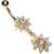 9ct Gold Twin Sunshine Belly Bar - view 3