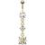 Gold-Plated Dangly Jewelled Belly Bar - view 1