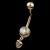 9ct Gold Heart Dropper Belly Bar - view 4