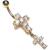 9ct Gold Twin Crucifix Belly Bar - view 3